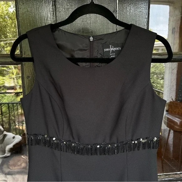 Vintage John Roberts Little Black Dress w/ Beading Size 10P - Picture 5 of 7
